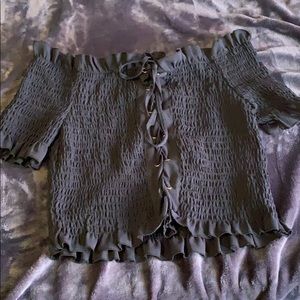 Ruffled black crop top